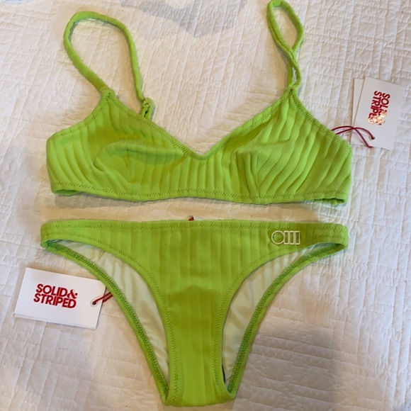 NWT SOLID & STRIPED the rachel bikini in chartreuse rib - Picture 13 of 16